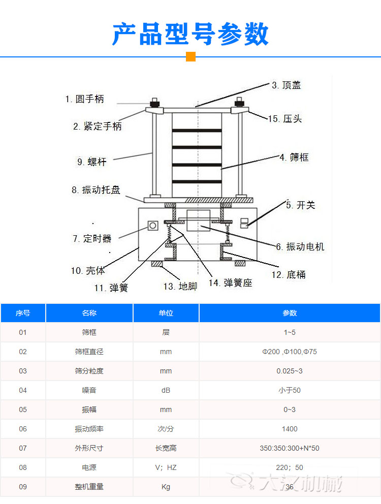 實驗室振動篩型號參數(shù)